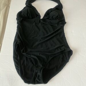Black runched Halter One-Piece Swimsuit size 14